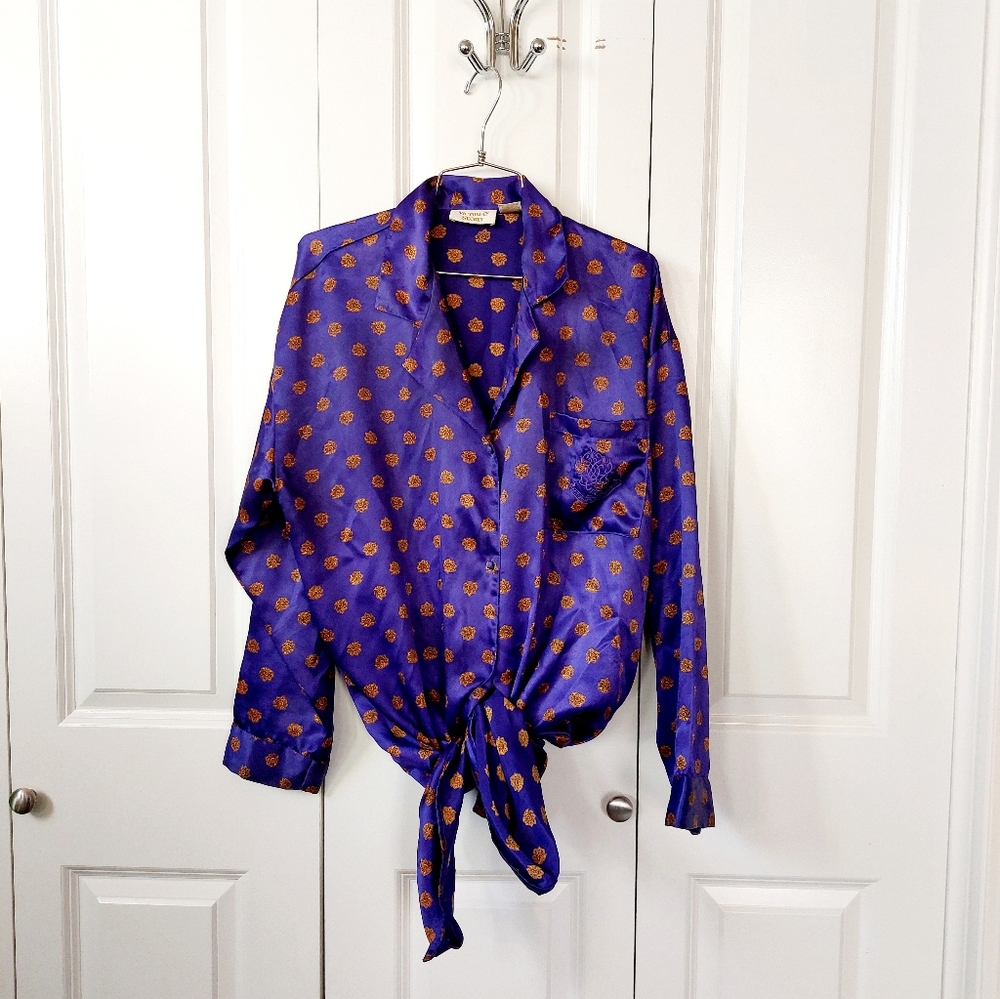 Vintage‎ Purple Sleepshirt Gold Label Victoria Secret Large Boudoir Outfit